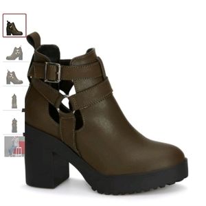andrea Olive Heeled Booties